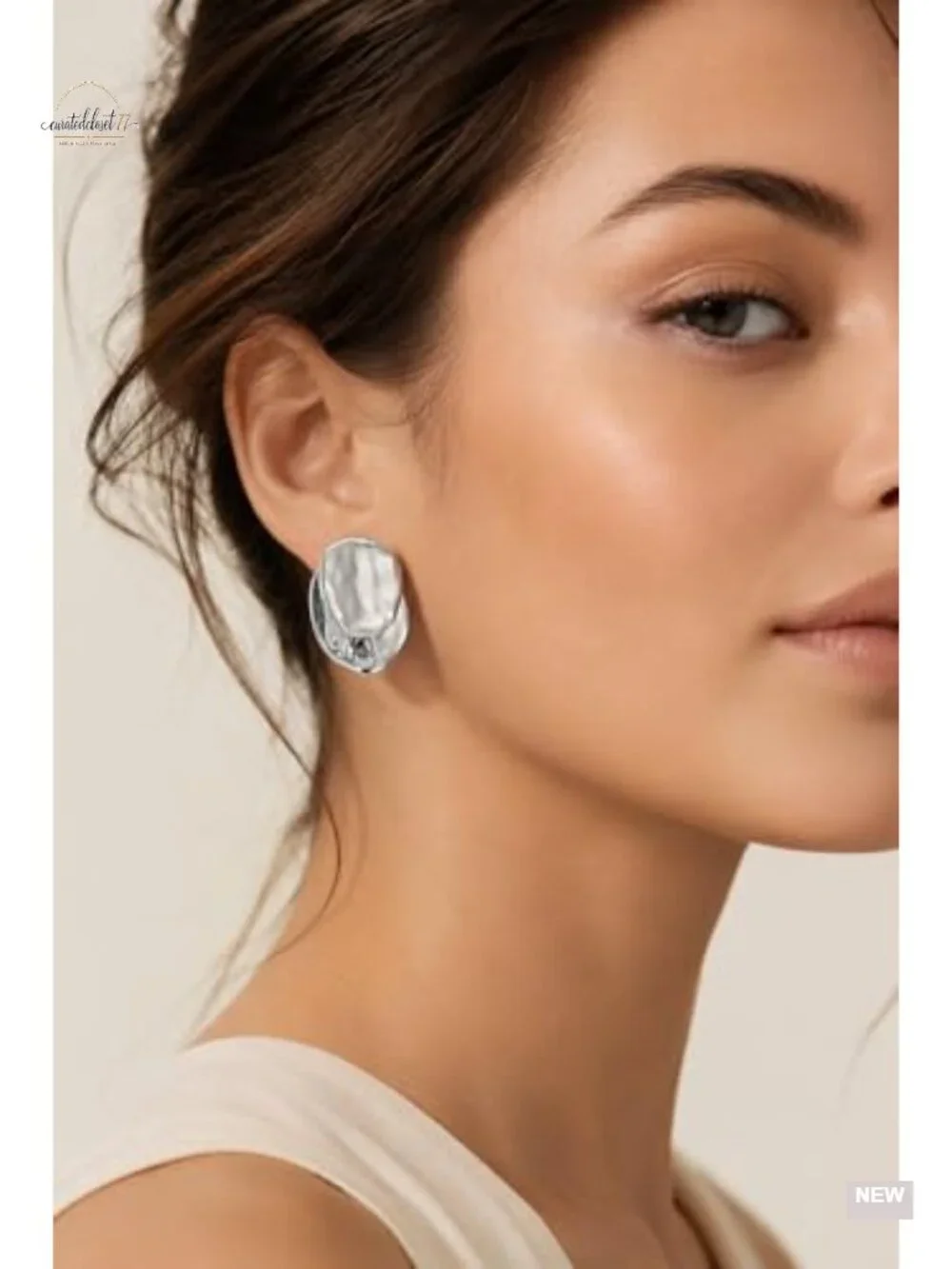 Two Tone Hoop Earrings, Gold Plated Copper, Hypoallergenic Studs, Waterproof